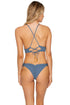 Luli Fama Jagged Bombshell Halter Cross Back Bustier Top
